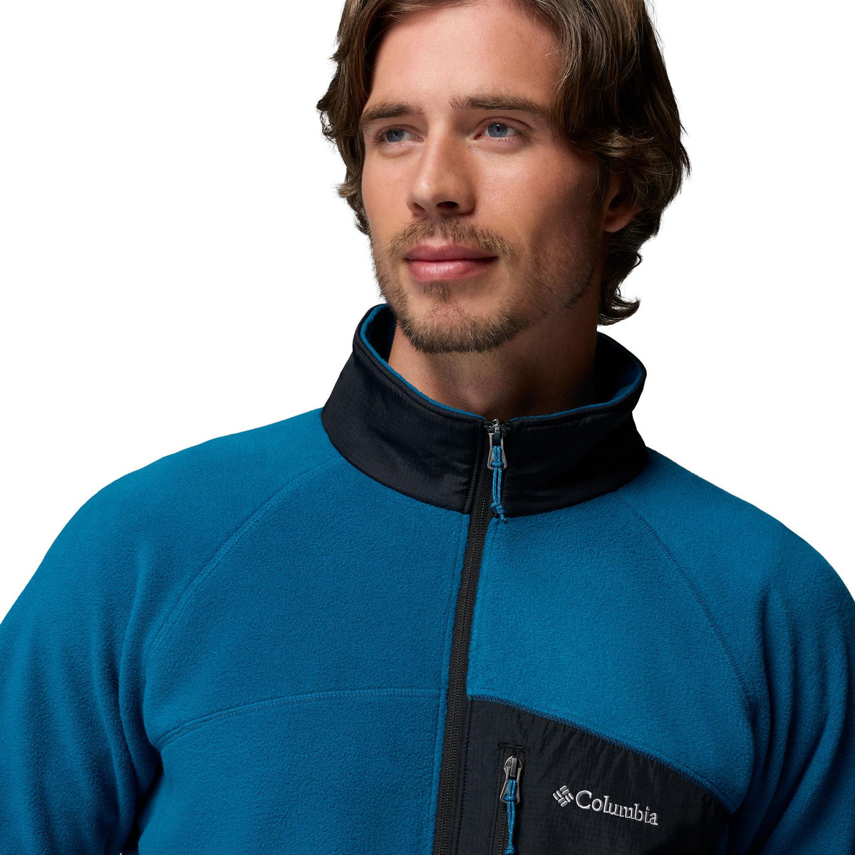 Columbia Fast Trek Overlay Full Zip Mens Fleece Phoenix Blue / Black