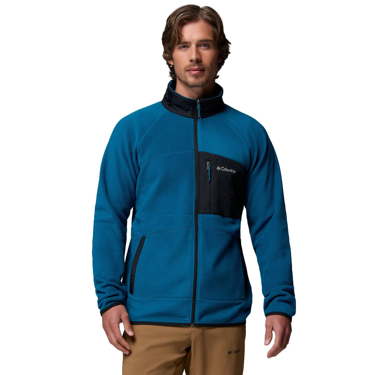 Columbia Fast Trek Overlay Full Zip Mens Fleece Phoenix Blue / Black
