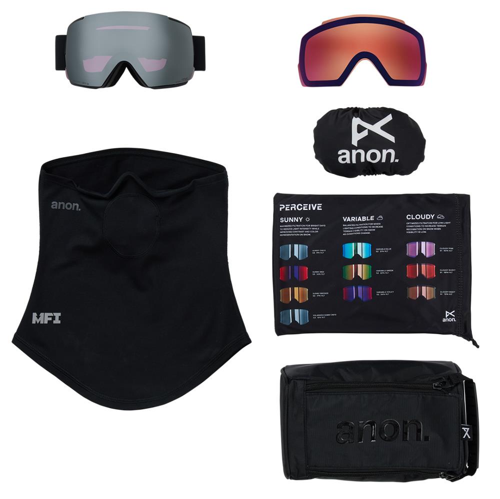 Anon M5 MFI Goggles Smoke - Perceive Sunny Onyx + Variable Violet Lens + Face Mask