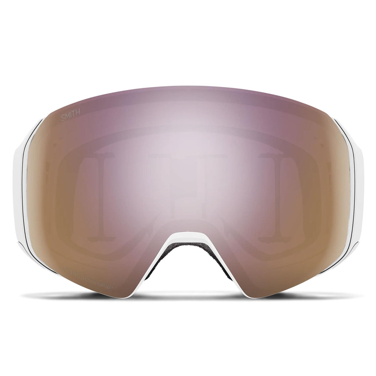 Smith 4D MAG S Goggles White Chunky Knit - Chromapop Everyday Rose Gold Mirror + Spare Lens