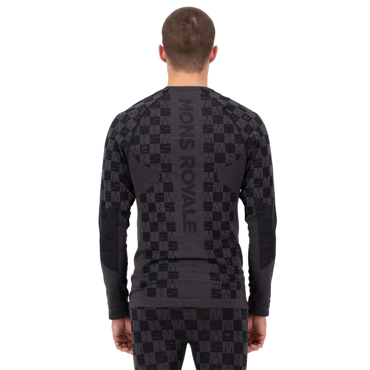 Mons Royale Mens Ascender Merino Seamless LS Thermal Top Forged Iron/Black