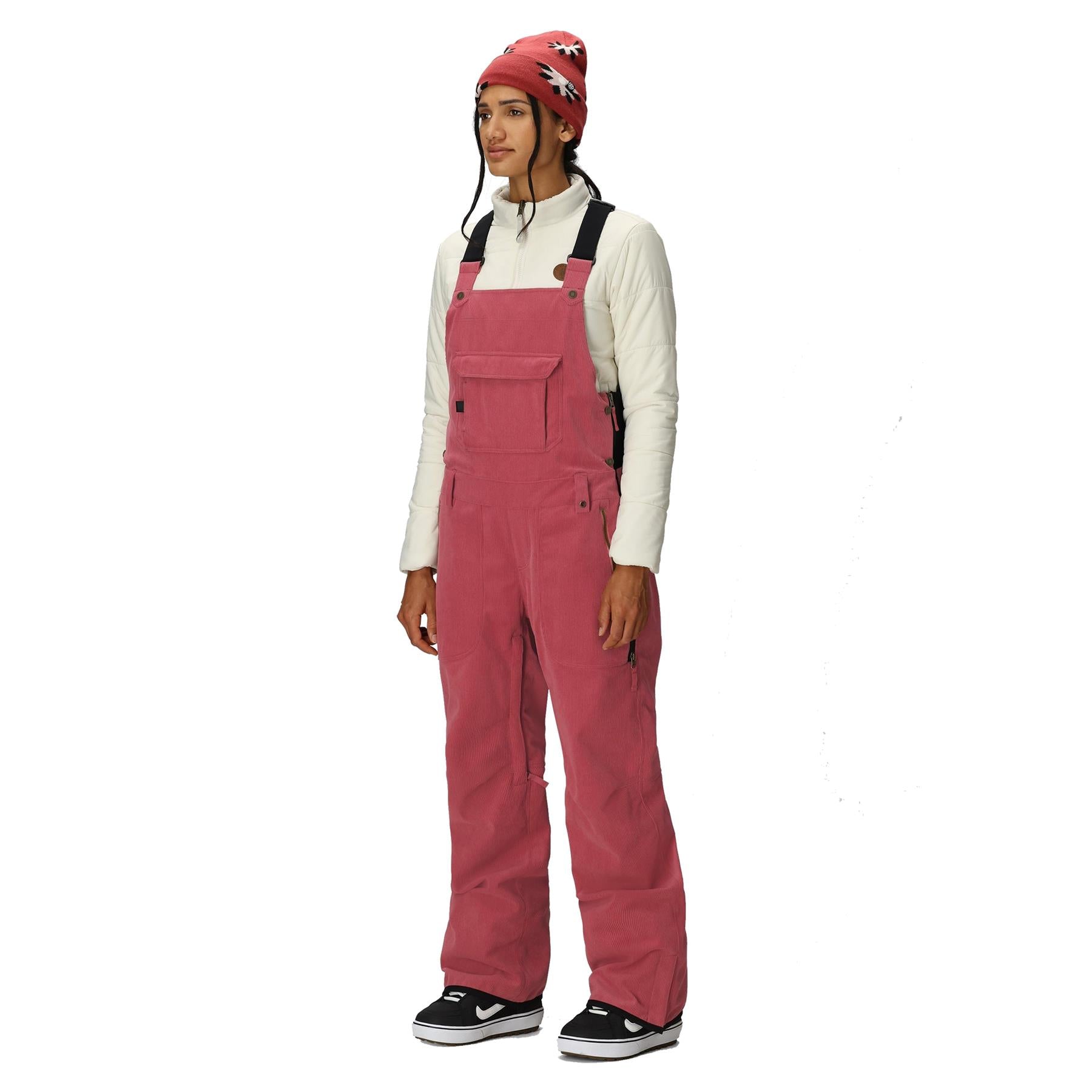 686 Womens Black Magic Insulated Bib Pants Rosewood Corduroy
