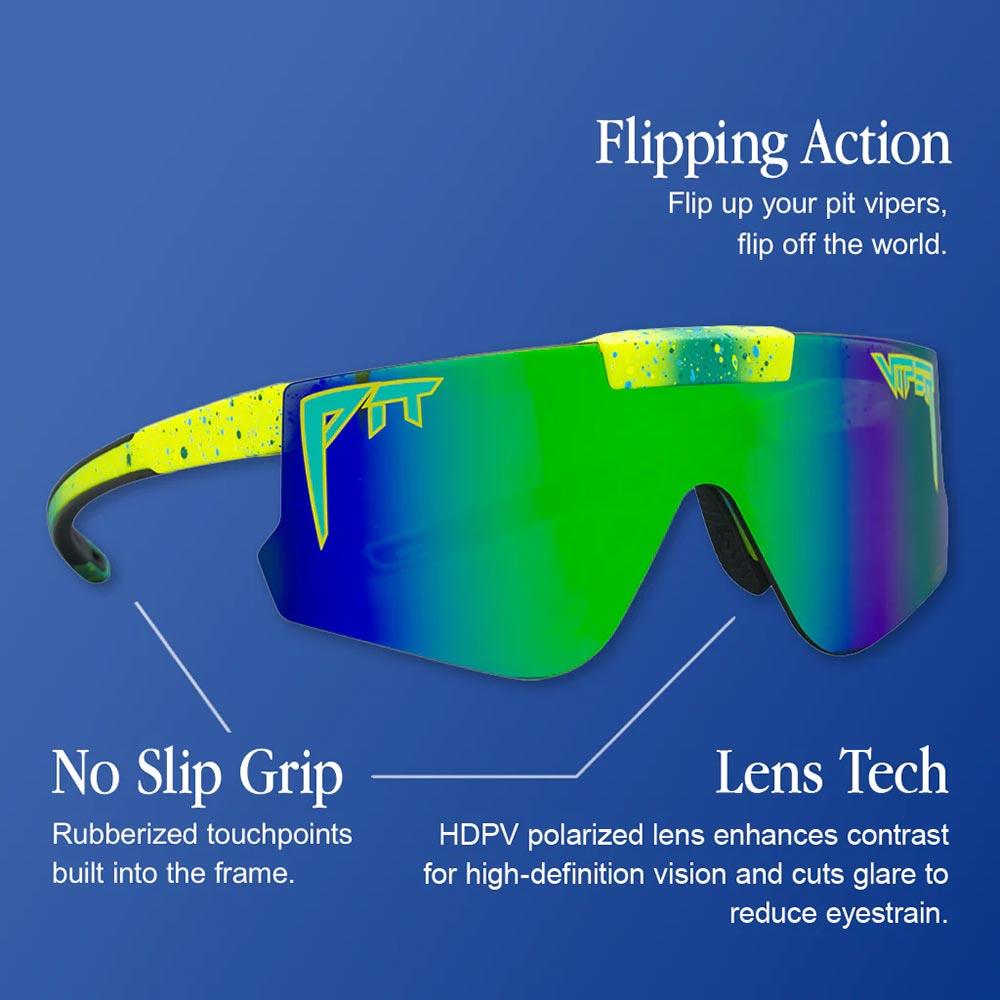 Pit Viper The Merika Flip-Offs 2.0 Sunglasses - HDPV Polarized Blue Lens - Wide