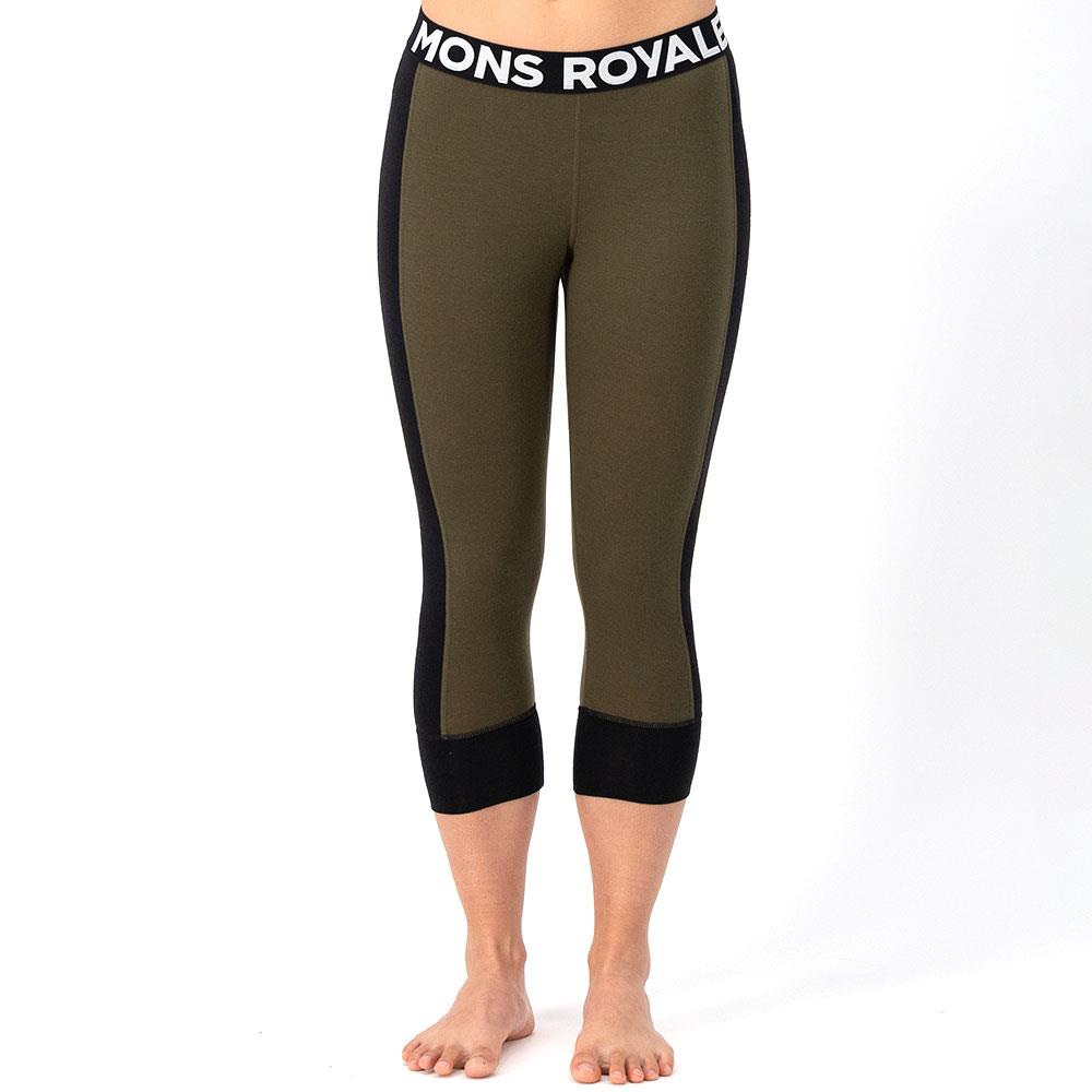 Mons Royale Leggings Cascade Flex 200 – Strato Termico In Lana Merino Per Donna, Nero