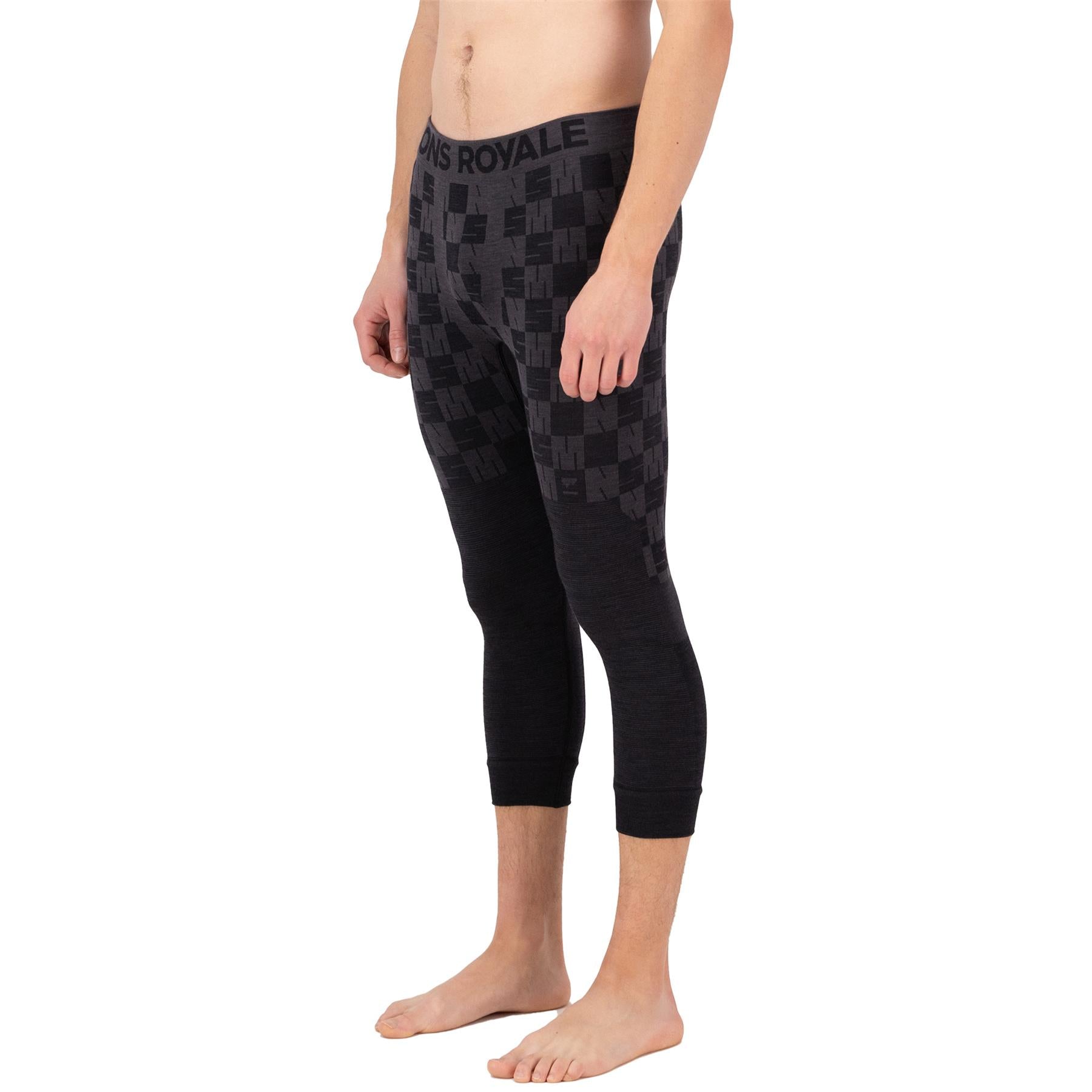 Mons Royale Mens Ascender Merino Seamless Leggings Forged Iron/Black