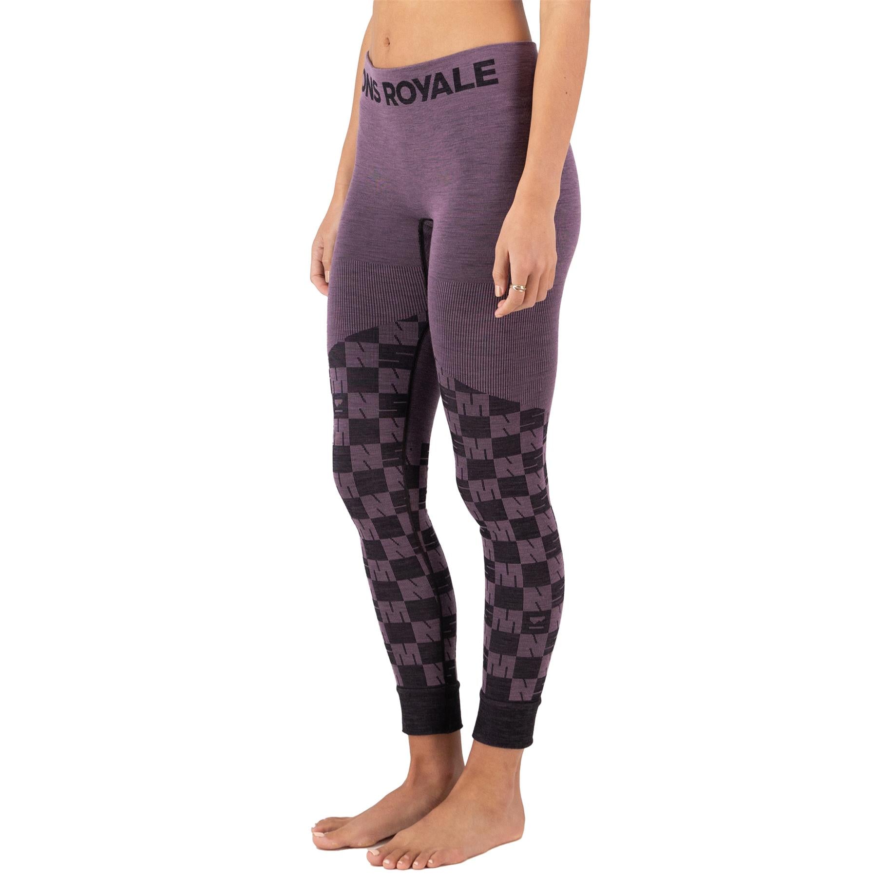 Mons Royale Womens Ascender Merino Seamless Leggings Mauve/Black
