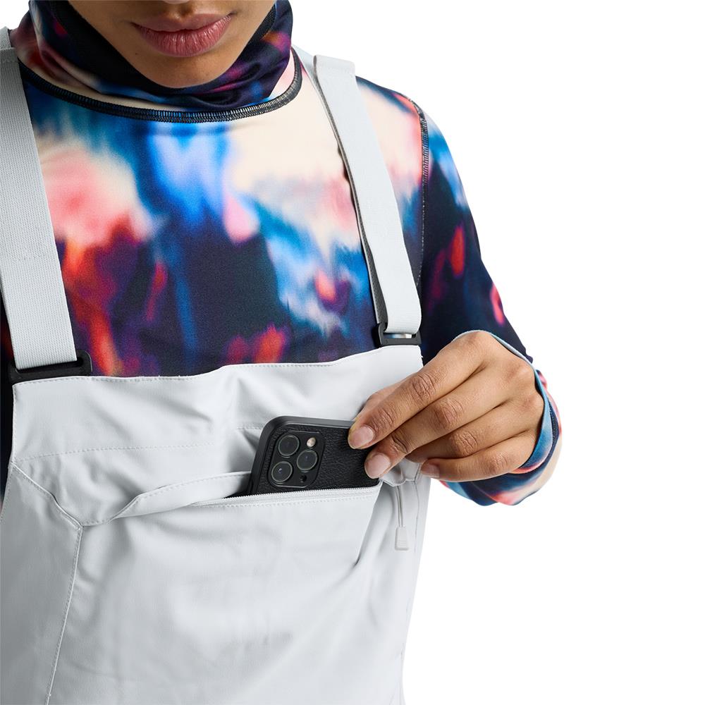 Burton Reserve 2L Womens Stretch Slim Bib Pants Gray Cloud