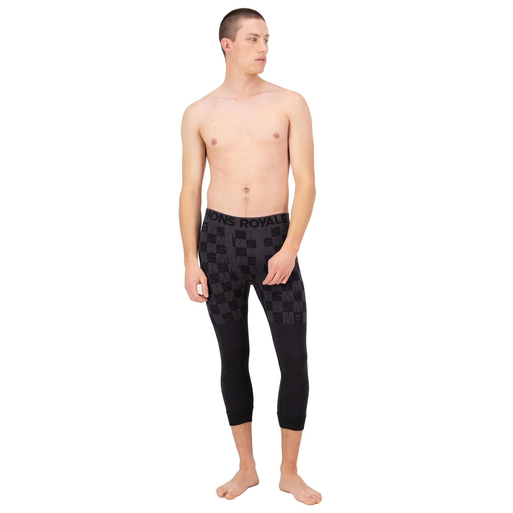 Mons Royale Mens Ascender Merino Seamless Leggings Forged Iron/Black