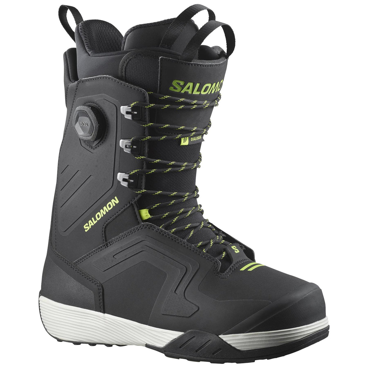 Salomon Dialogue Lace SJ BOA Mens Snowboard Boots Black/Lunar Rock/Acid Lime 2027