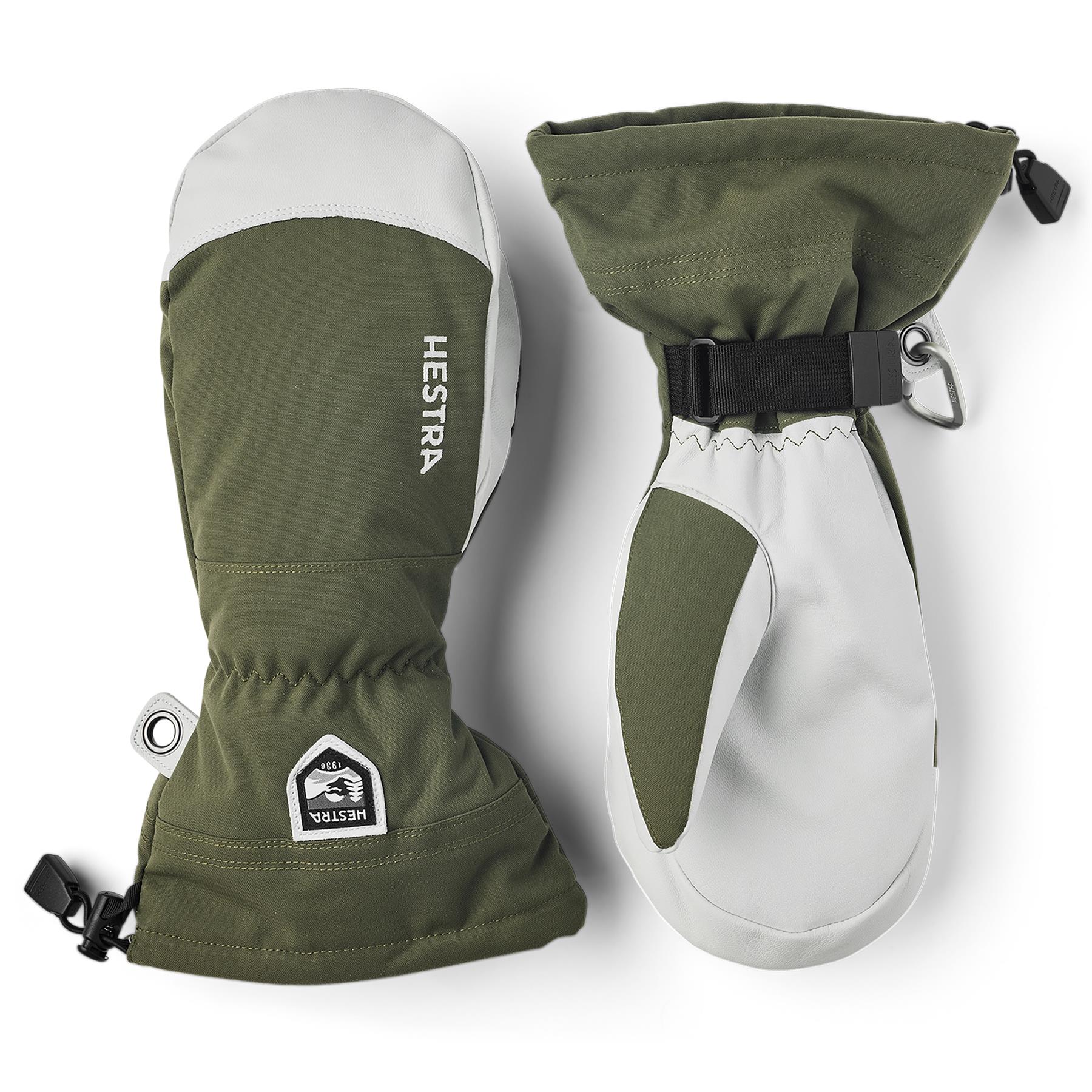 Hestra Army Leather Heli Ski Mitts Olive