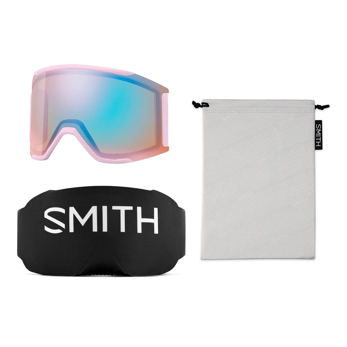 Smith Squad MAG Goggles Pink Frost Flex Glitch - Chromapop Sun Black + Spare Lens