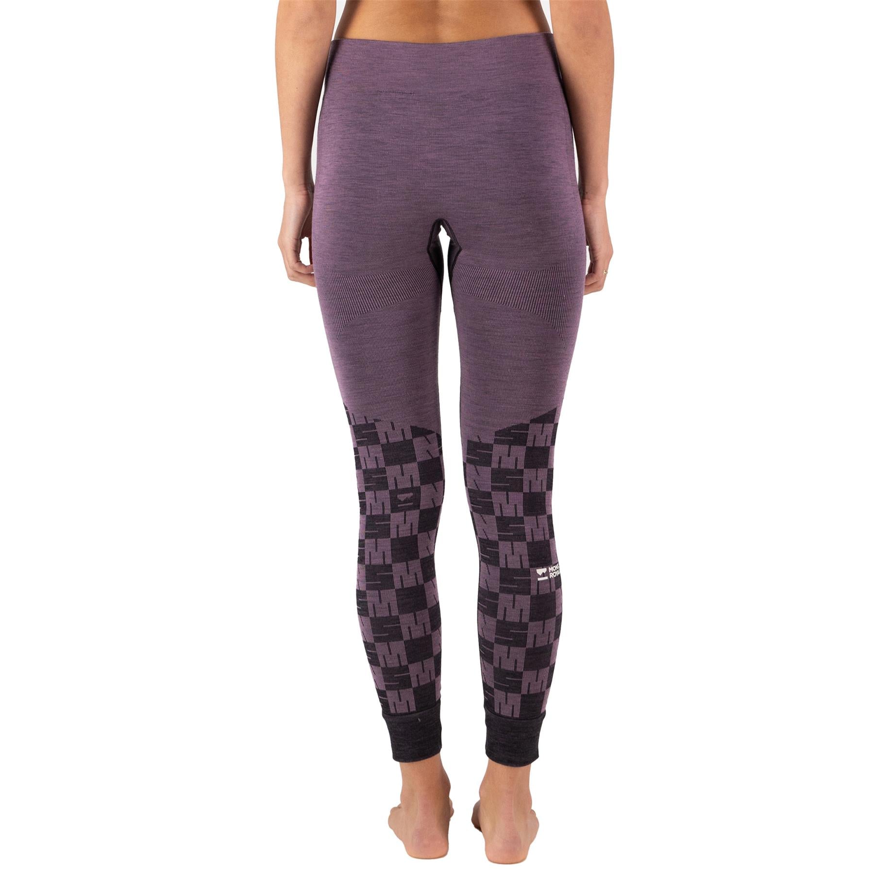 Mons Royale Womens Ascender Merino Seamless Leggings Mauve/Black