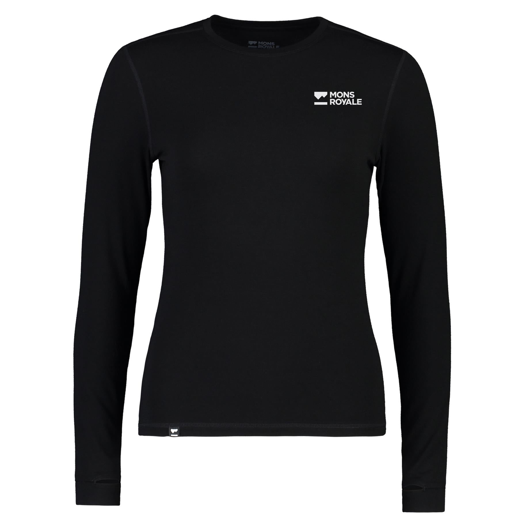 Mons Royale Womens Cascade Merino Base Layer LS Top Black