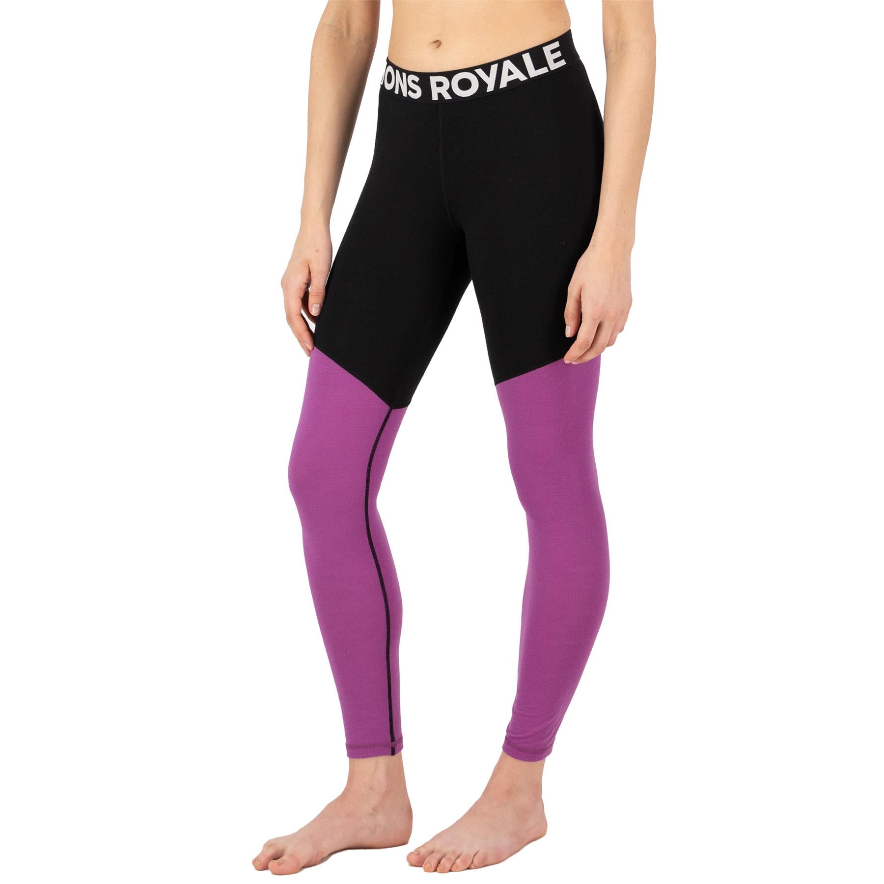 Mons Royale Womens Cascade Merino Base Layer Leggings Purple Bolt