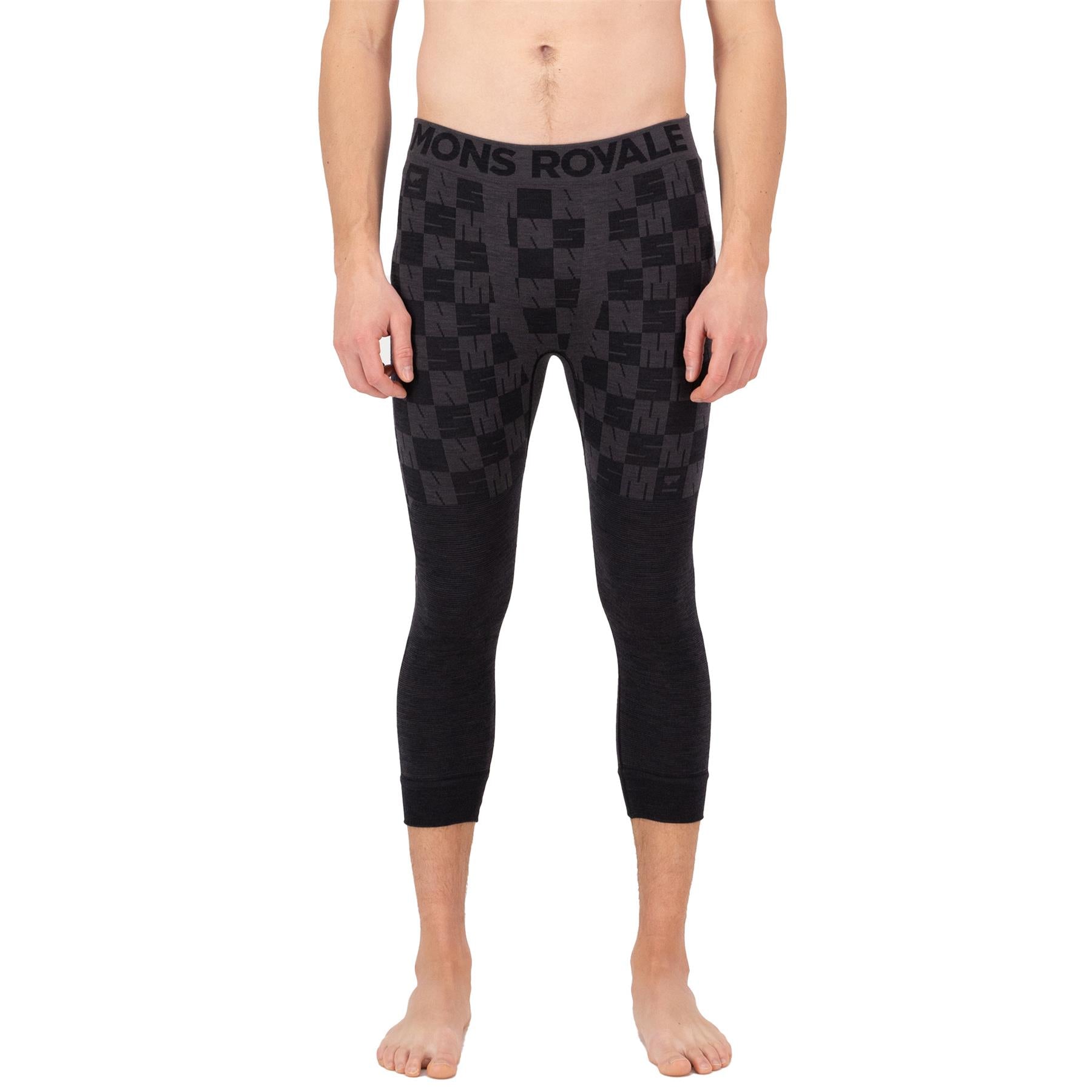 Mons Royale Mens Ascender Merino Seamless Leggings Forged Iron/Black