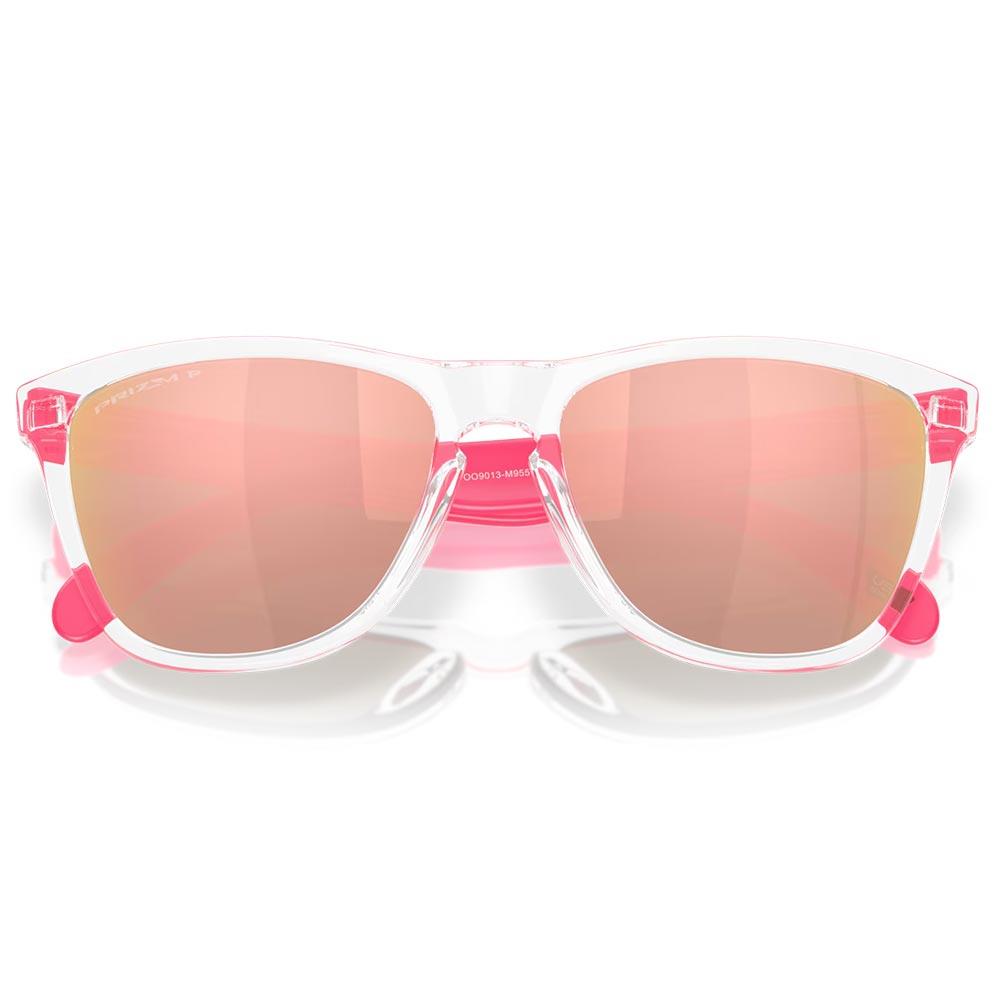 Oakley Frogskins Neon Pop Sunglasses Clear - Prizm Rose Gold Polarized Lens