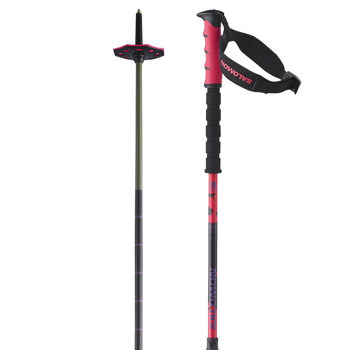 Salomon Steep Pro Vario S3 Adjustable Ski Poles Black/Red