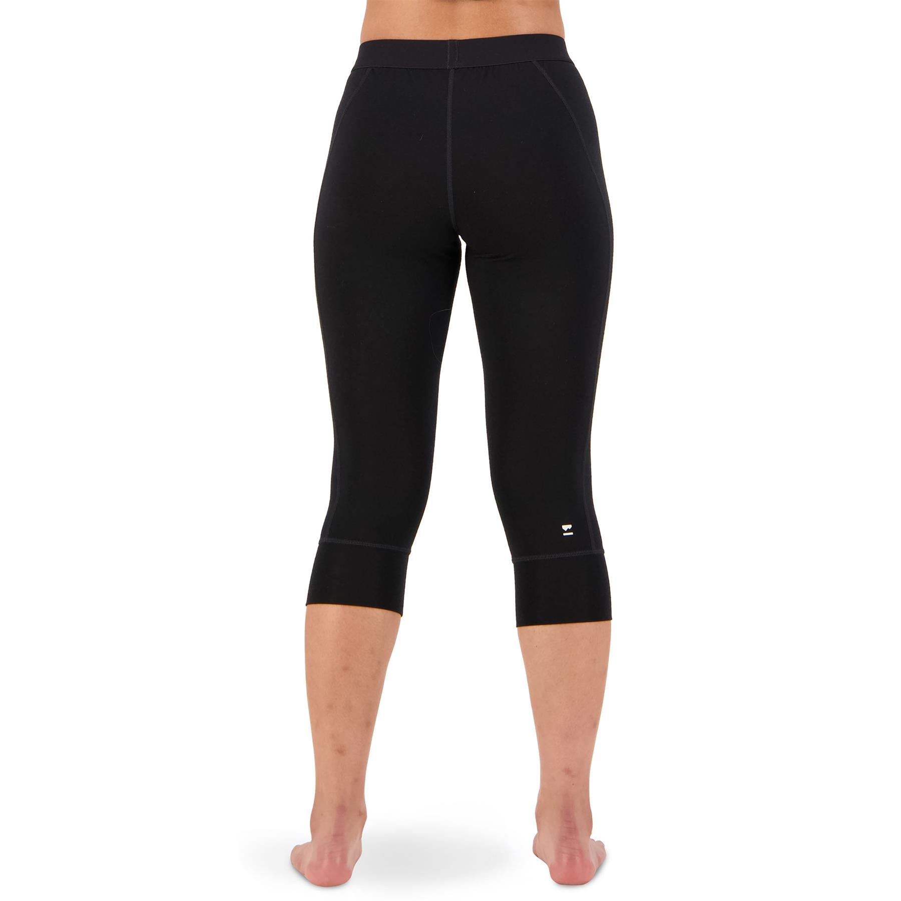 Mons Royale Womens Cascade Merino Base Layer 3/4 Leggings Black