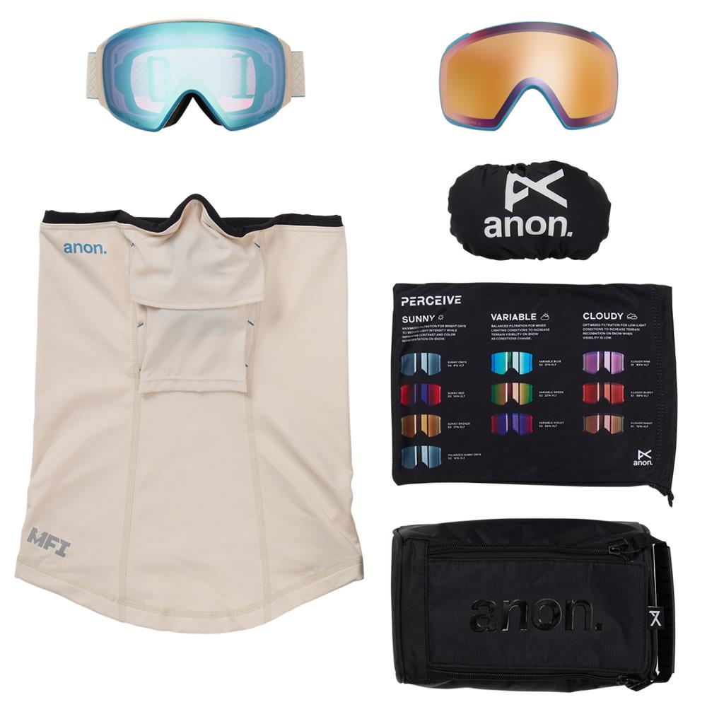 Anon M4S MFI Toric Goggles Oat - Perceive Variable Blue + Cloudy Pink Lens + Face Mask