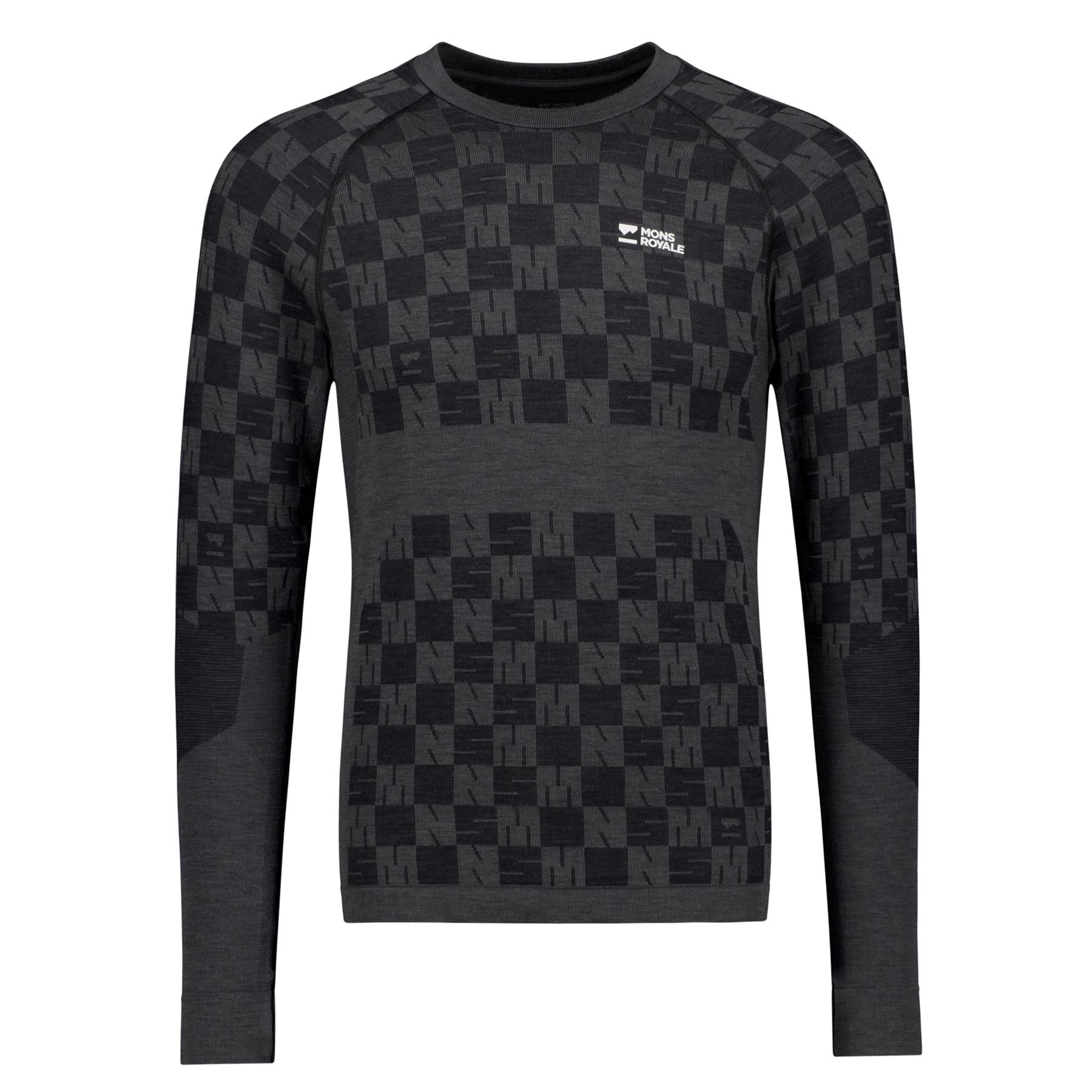 Mons Royale Mens Ascender Merino Seamless LS Thermal Top Forged Iron/Black