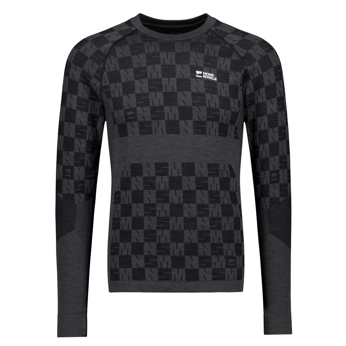 Mons Royale Mens Ascender Merino Seamless LS Thermal Top Forged Iron/Black
