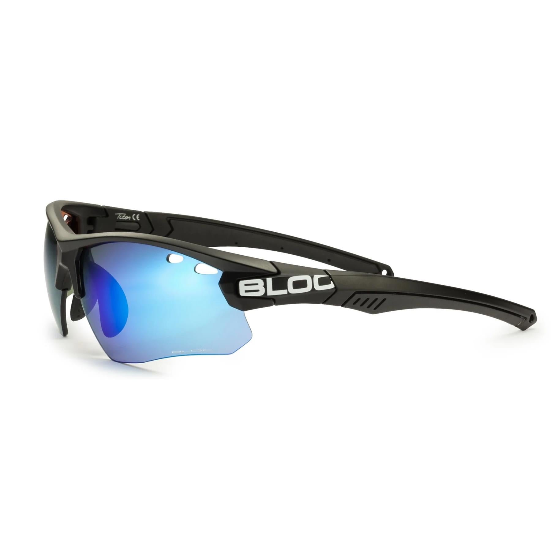 Bloc Titan Sunglasses Black - Blue Mirror Lens