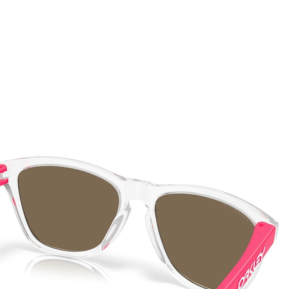 Oakley Frogskins Neon Pop Sunglasses Clear - Prizm Rose Gold Polarized Lens