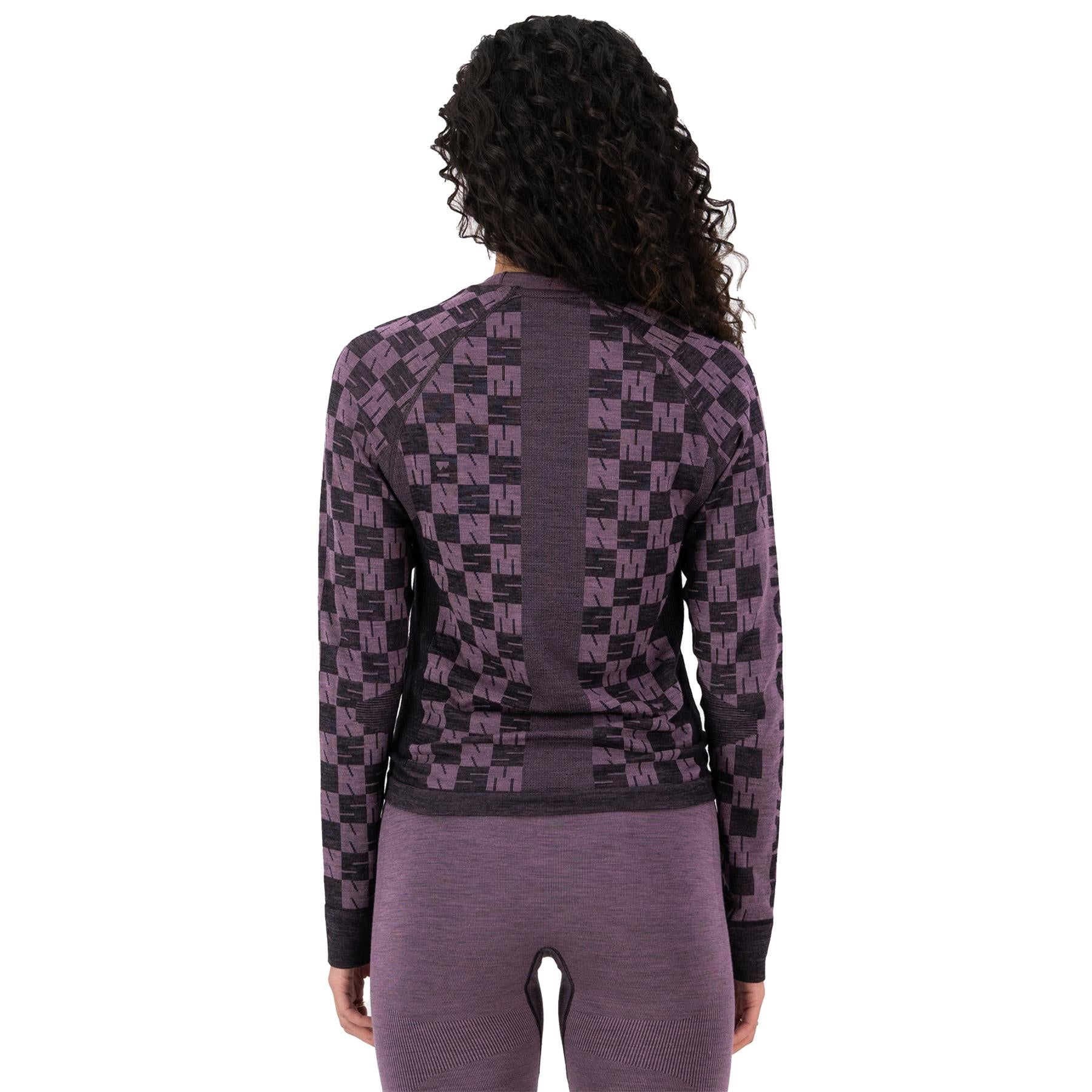 Mons Royale Womens Ascender Merino Seamless LS Thermal Top Mauve/Black
