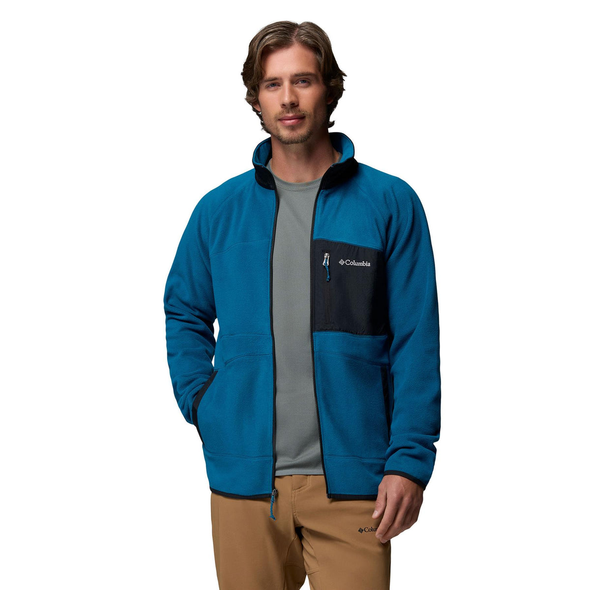Columbia Fast Trek Overlay Full Zip Mens Fleece Phoenix Blue / Black