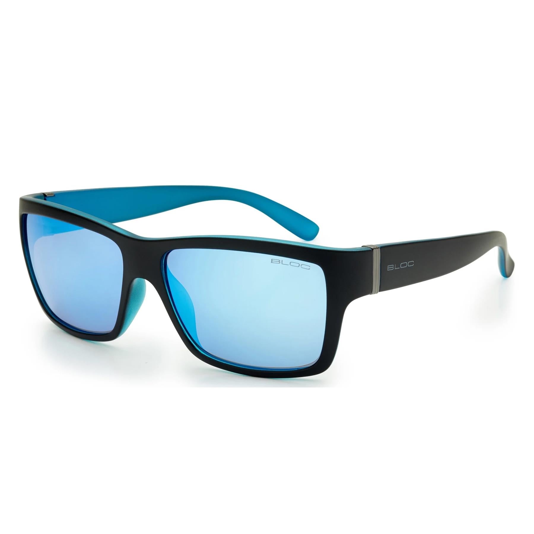 Bloc Rizer Sunglasses Matt Black / Blue - Blue Mirror Lens