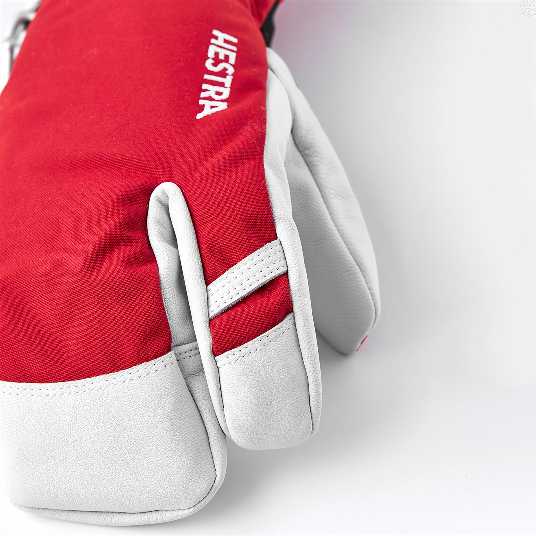 Hestra Army Leather Heli Ski 3-Finger Mitts Red