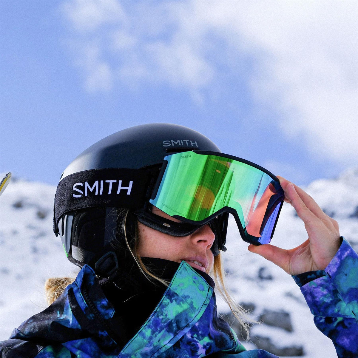 Smith Squad MAG Goggles Black - Chromapop Sun Green Mirror + Spare Lens