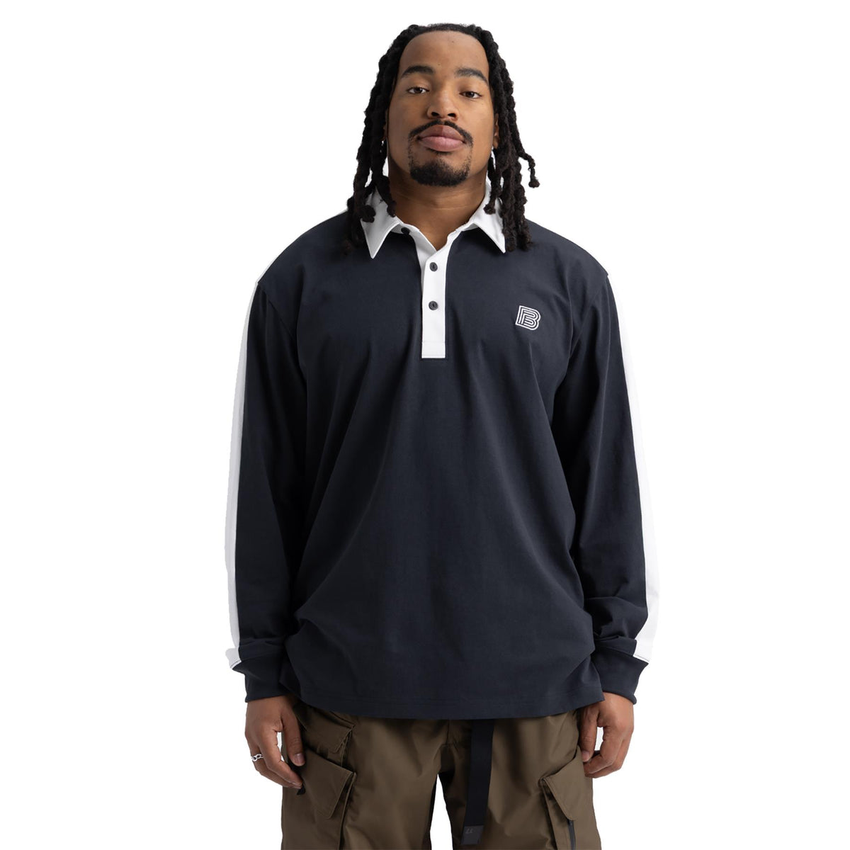 Burton Zeb Mens Rugby Shirt True Black/Stout White
