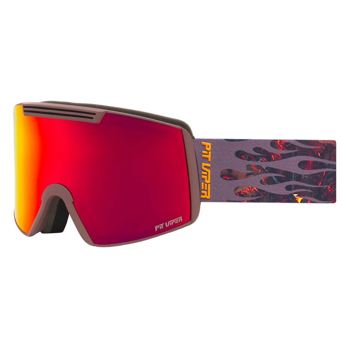 Pit Viper Backslap Goggles (Large) The Mudfire - Red + Yellow Snow Lens