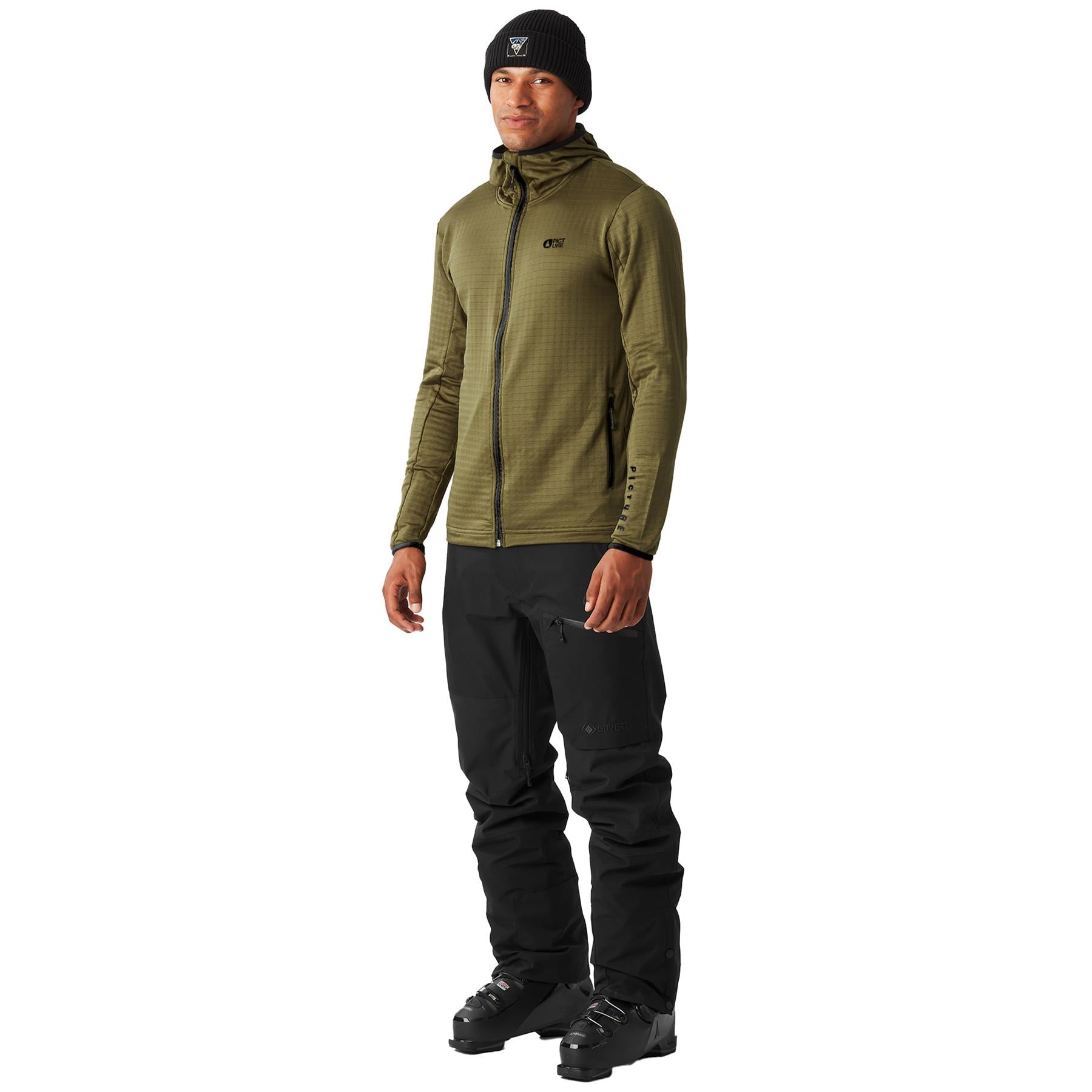 Picture Bake Grid FZ Mens Hooded Fleece Tobacco