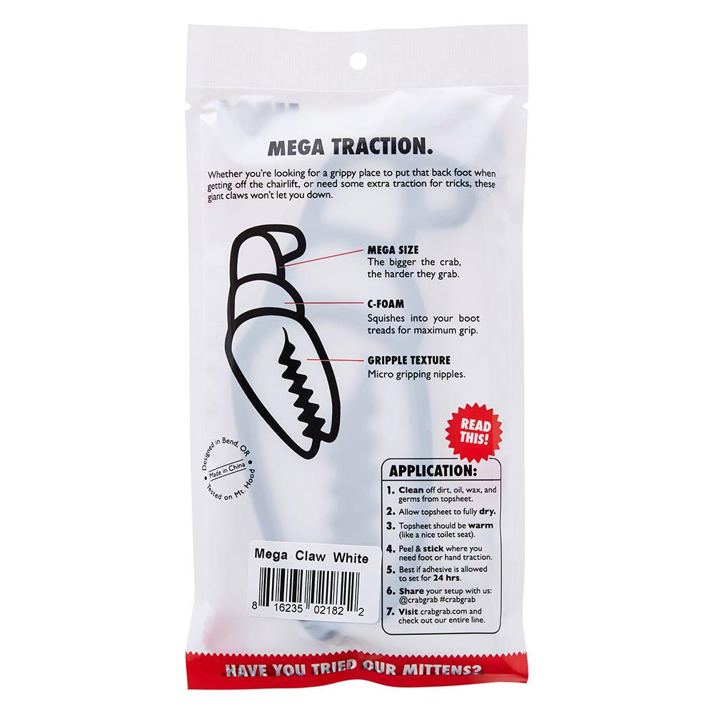Crab Grab Mega Claw Snowboard Traction Stomp Pad Black/White - 2 Pack