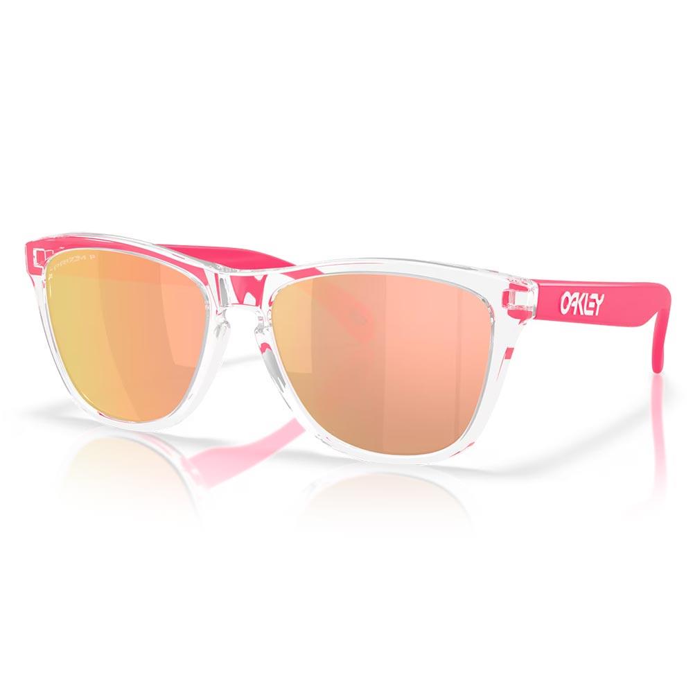 Oakley Frogskins Neon Pop Sunglasses Clear - Prizm Rose Gold Polarized Lens