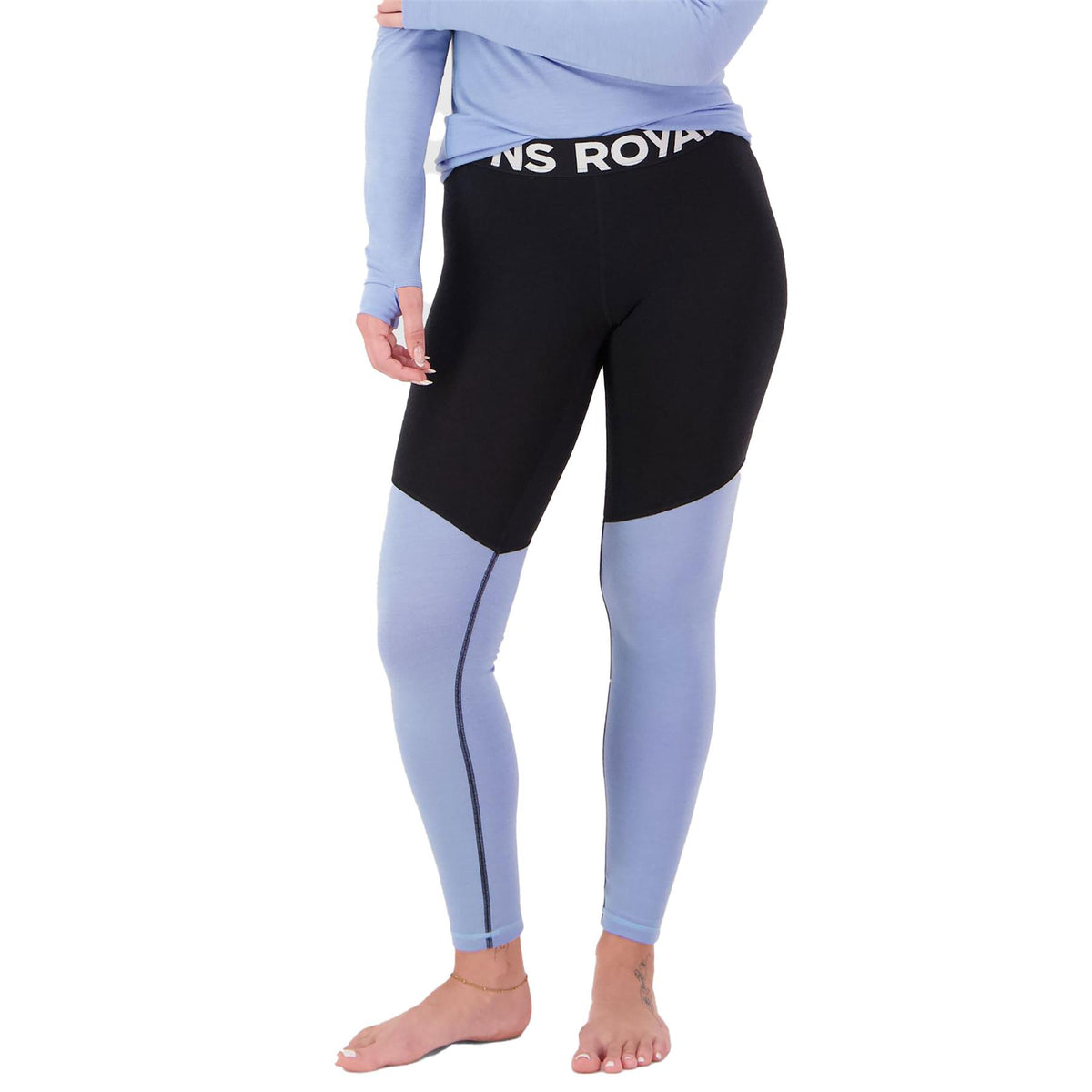 Mons Royale Womens Cascade Merino Base Layer 3/4 Leggings  Moonstone / Black