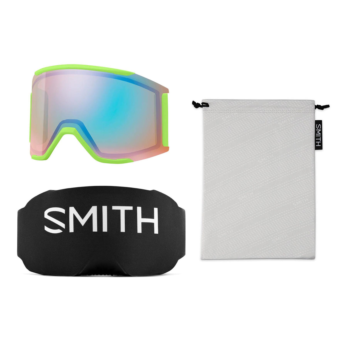 Smith Squad MAG Goggles Slime Static Shag - Chromapop Everyday Green Mirror + Spare Lens