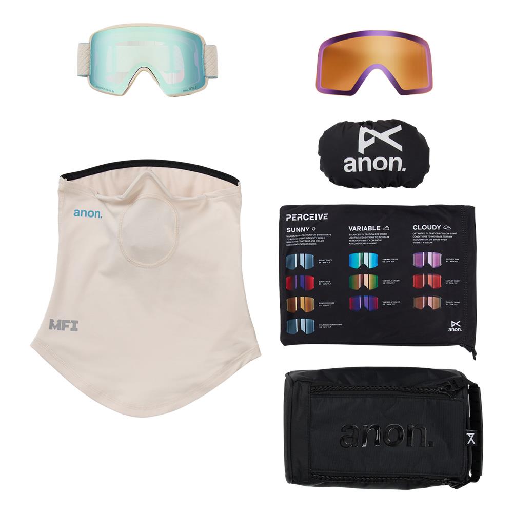 Anon M6S MFI Goggles Oat - Perceive Variable Blue + Cloudy Pink Lens + Face Mask