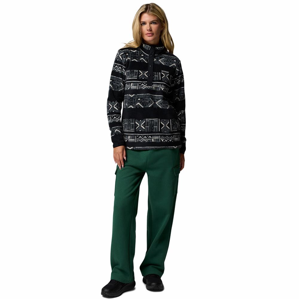 Columbia Benton Springs Printed 1/2 Snap PO Womens Fleece Black Deschutes