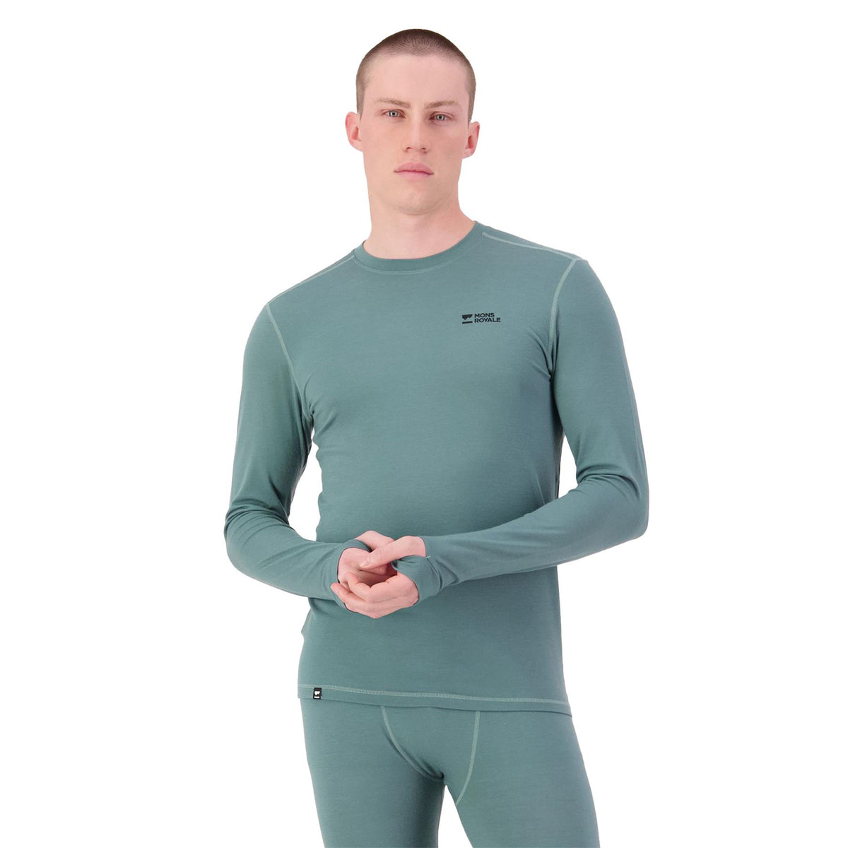Mons Royale Mens Cascade Merino Base Layer LS Top Burnt Sage