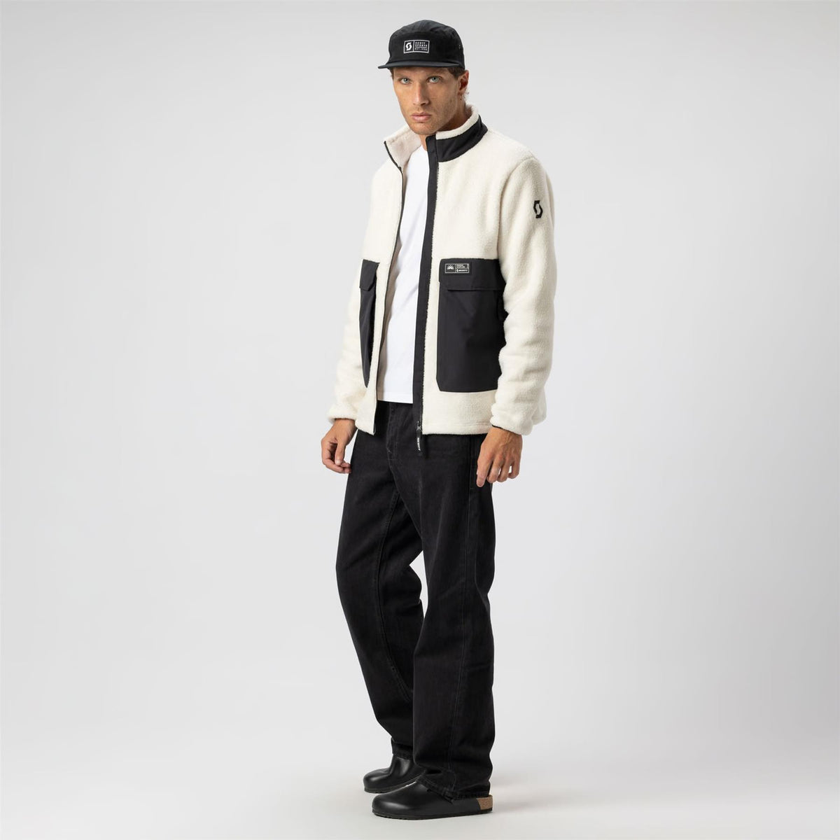 Scott Mens Escape Heritage Pile Fleece Jacket Latte Beige / Black