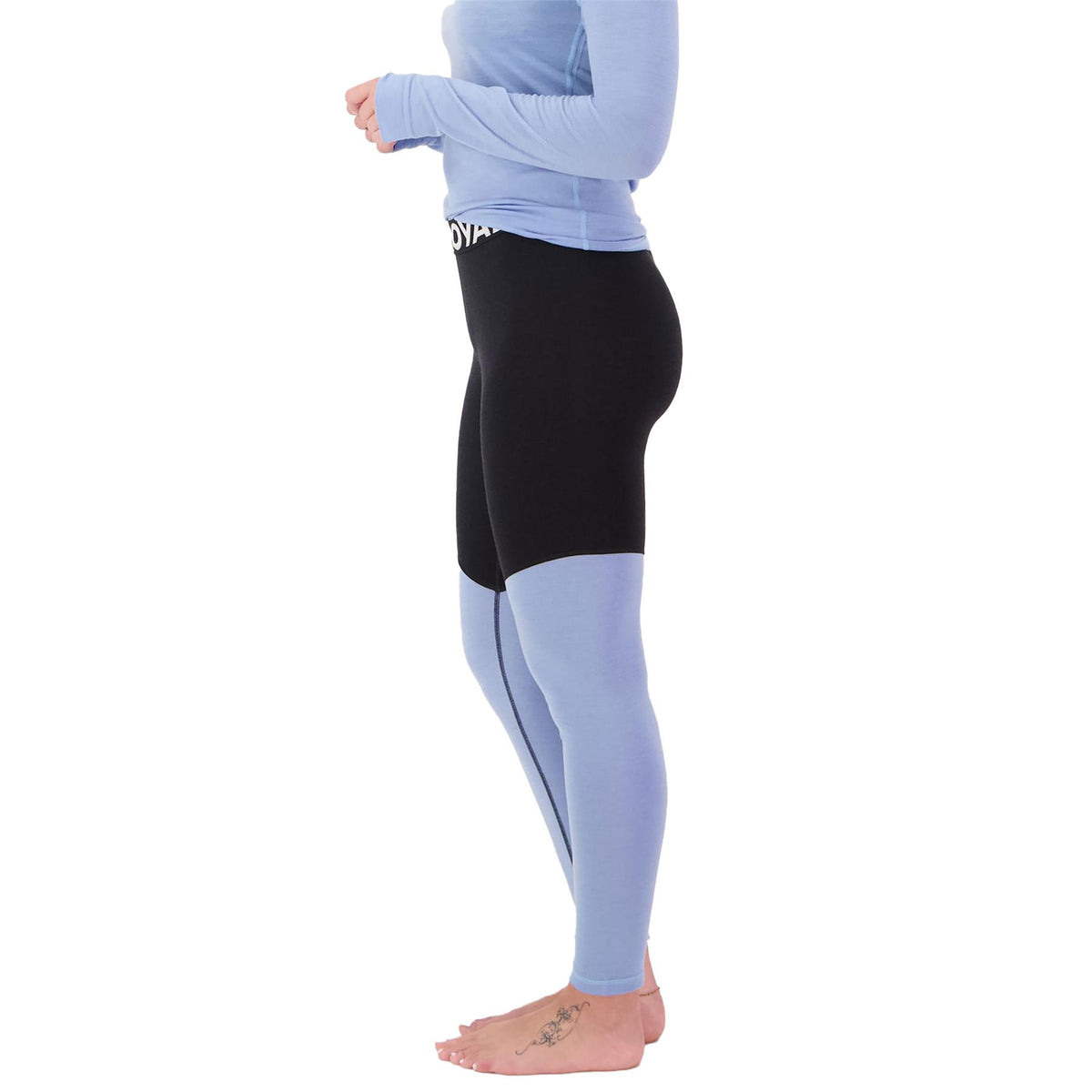 Mons Royale Womens Cascade Merino Base Layer 3/4 Leggings  Moonstone / Black