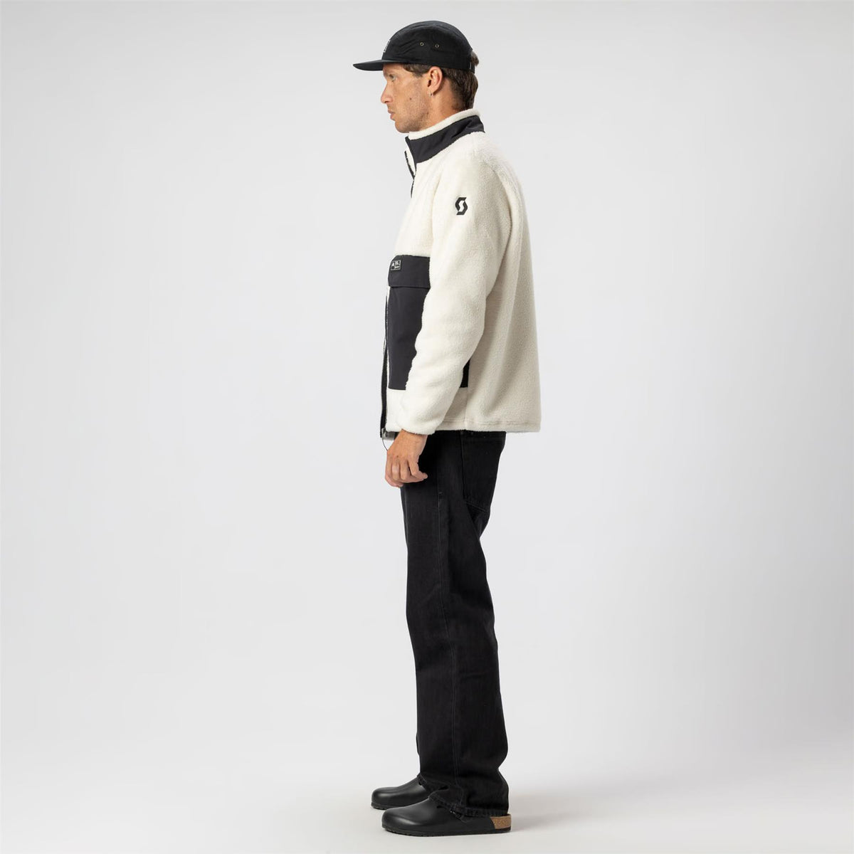 Scott Mens Escape Heritage Pile Fleece Jacket Latte Beige / Black
