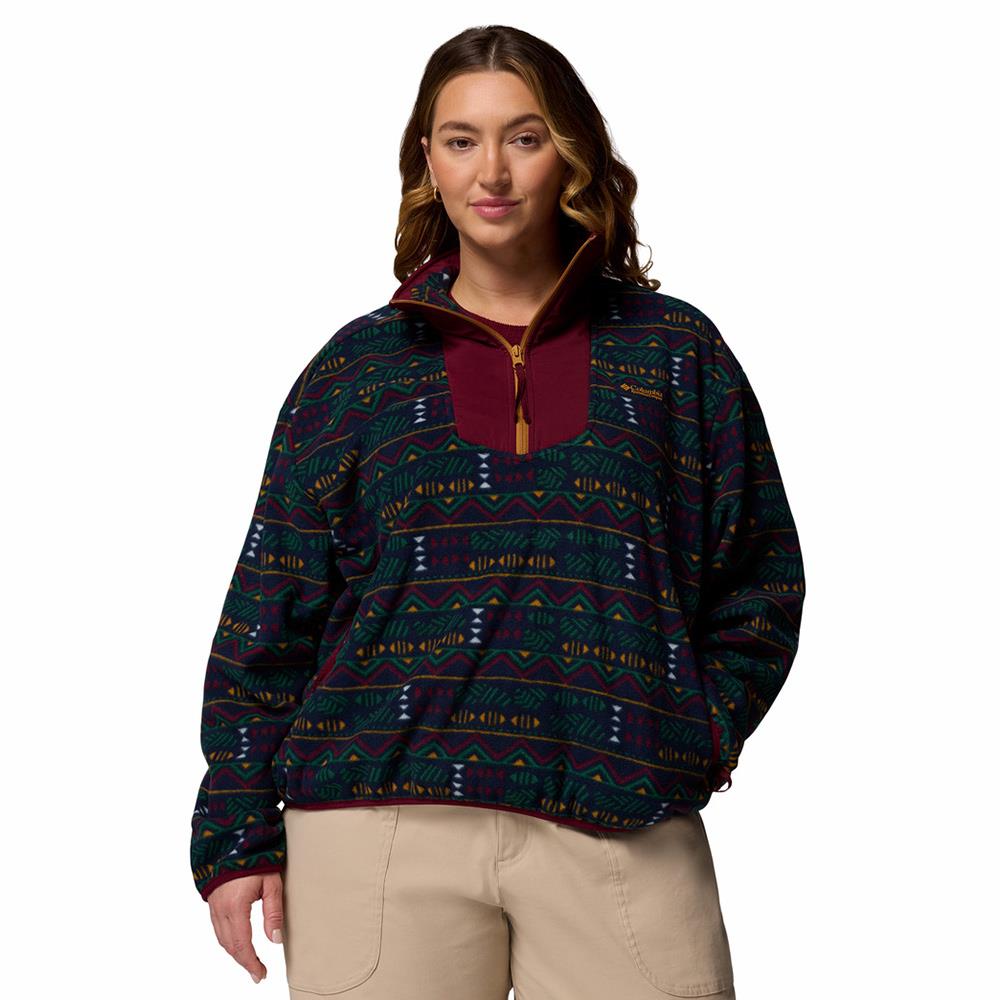 Columbia Sequoia Grove Printed Half Zip Womens Fleece Collegiate Navy