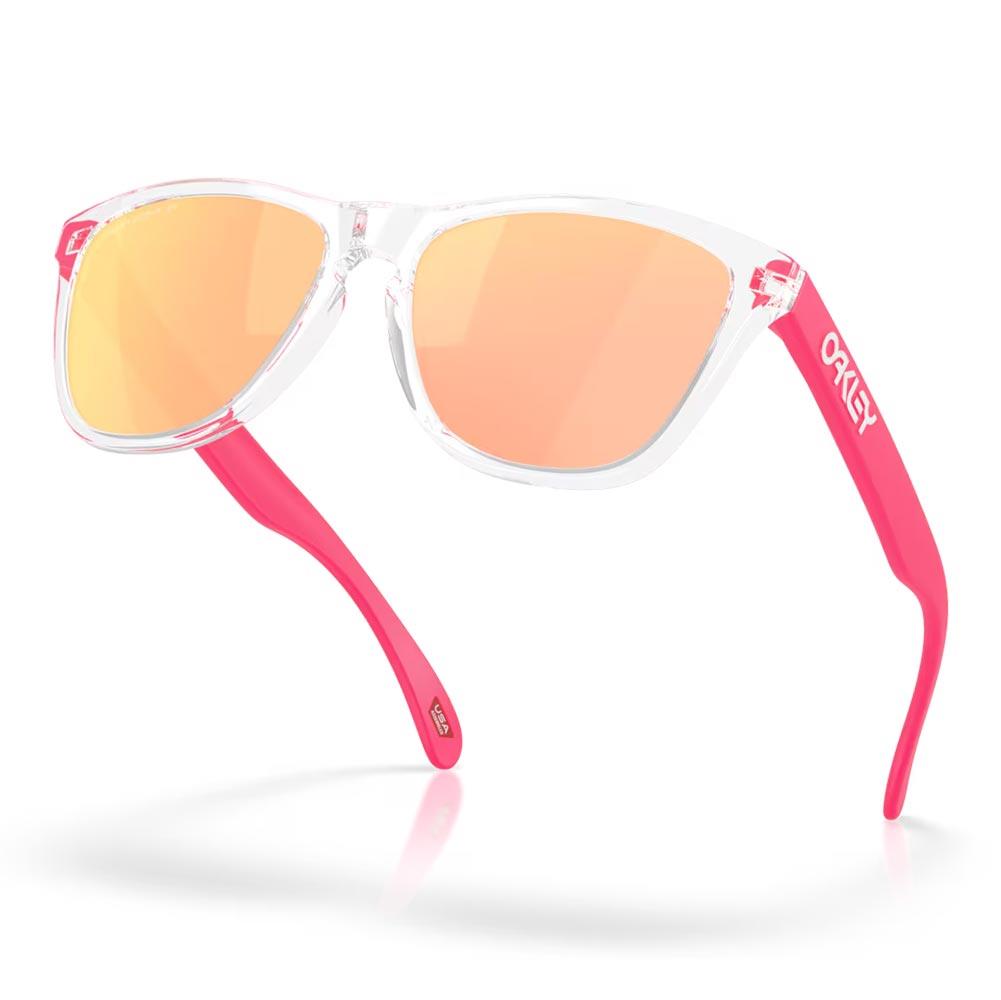 Oakley Frogskins Neon Pop Sunglasses Clear - Prizm Rose Gold Polarized Lens