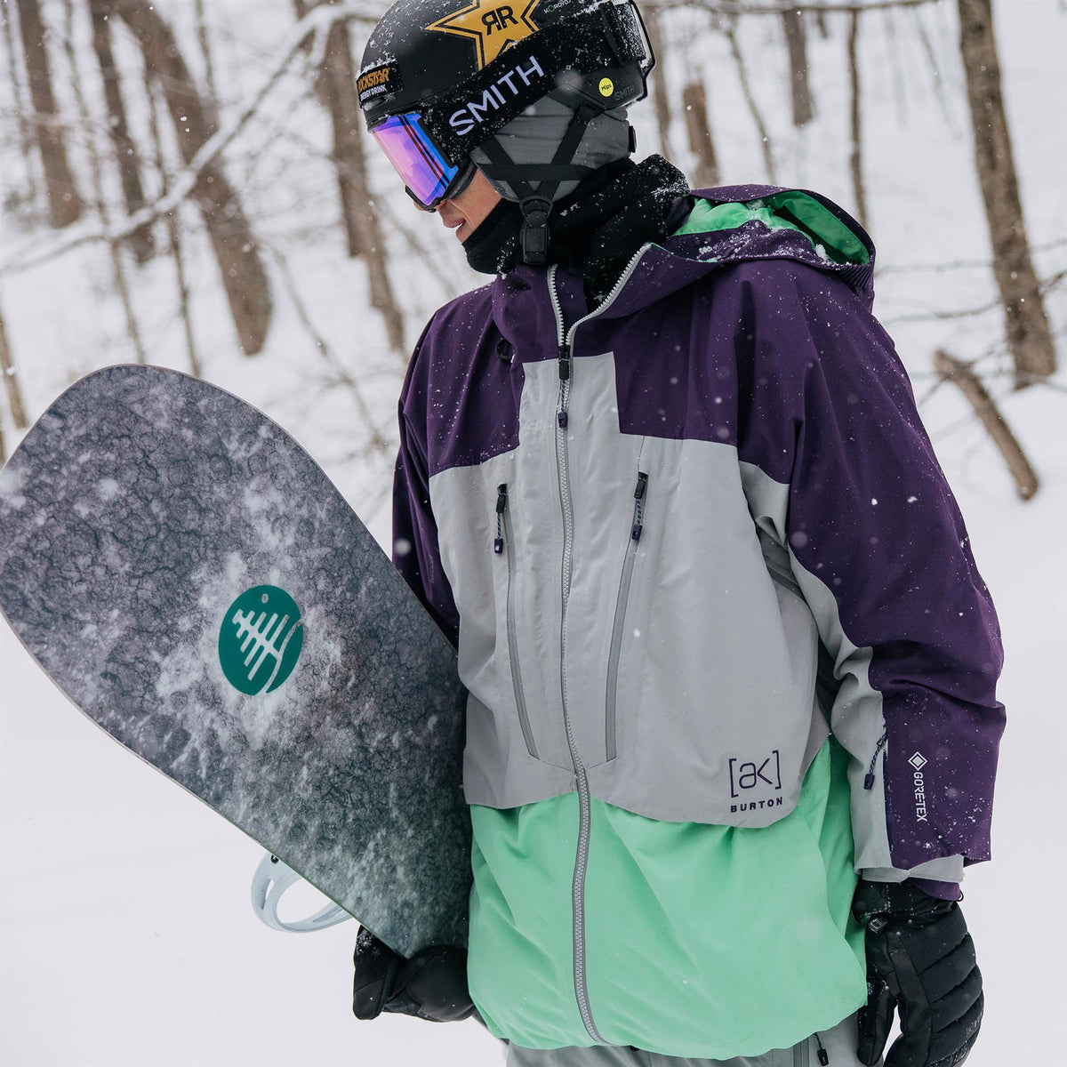 Burton [ak] Swash Insulated GORE-TEX 2L Mens Jacket Nightshade Purple/Apparition Gray/Green