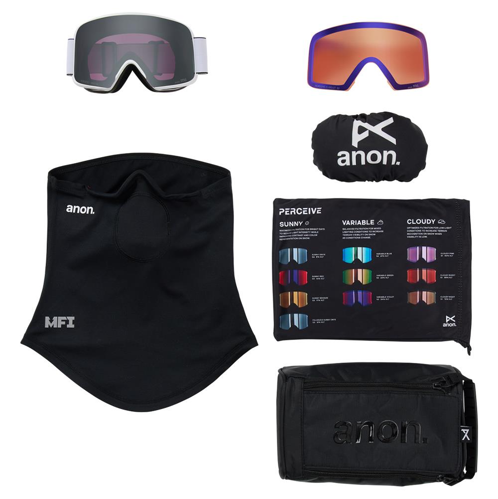 Anon M6 MFI Goggles White - Perceive Sunny Onyx + Variable Violet Lens + Face Mask