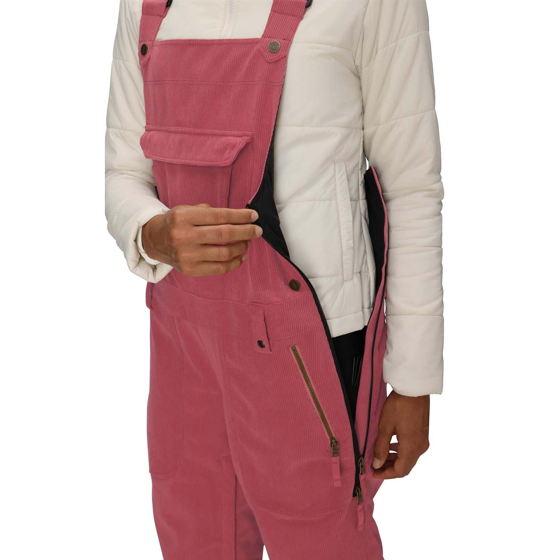 686 Womens Black Magic Insulated Bib Pants Rosewood Corduroy